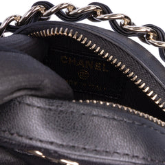 CC Quilted Lambskin Round Chain Around Clutch With Chain