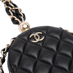 CC Quilted Lambskin Round Chain Around Clutch With Chain