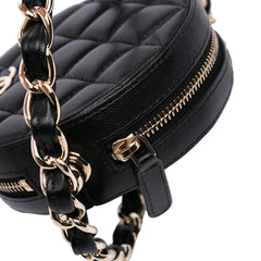 CC Quilted Lambskin Round Chain Around Clutch With Chain