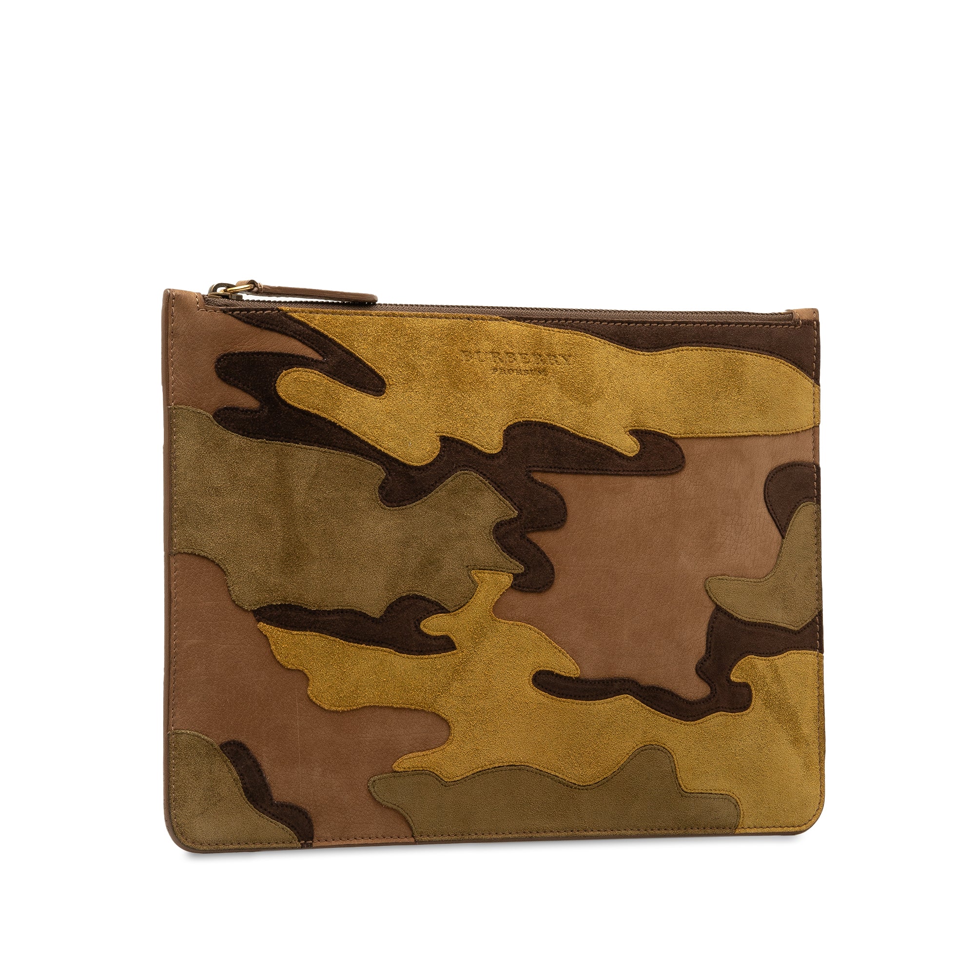 Suede Camouflage Patchwork Clutch_1