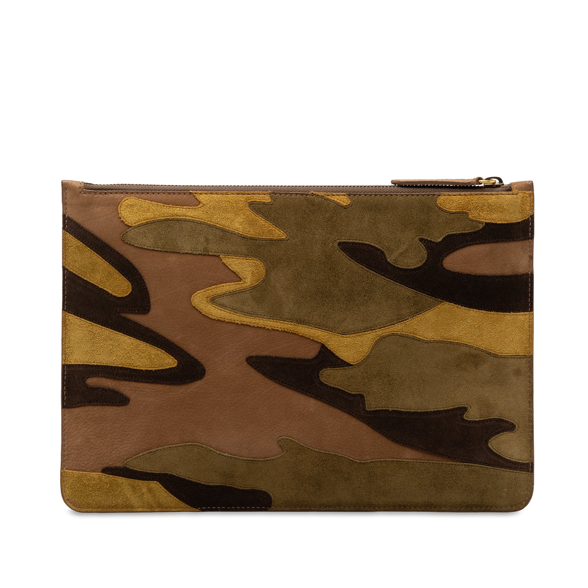 Suede Camouflage Patchwork Clutch_2