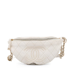 CC Quilted Lambskin Studded Logo Belt Bag