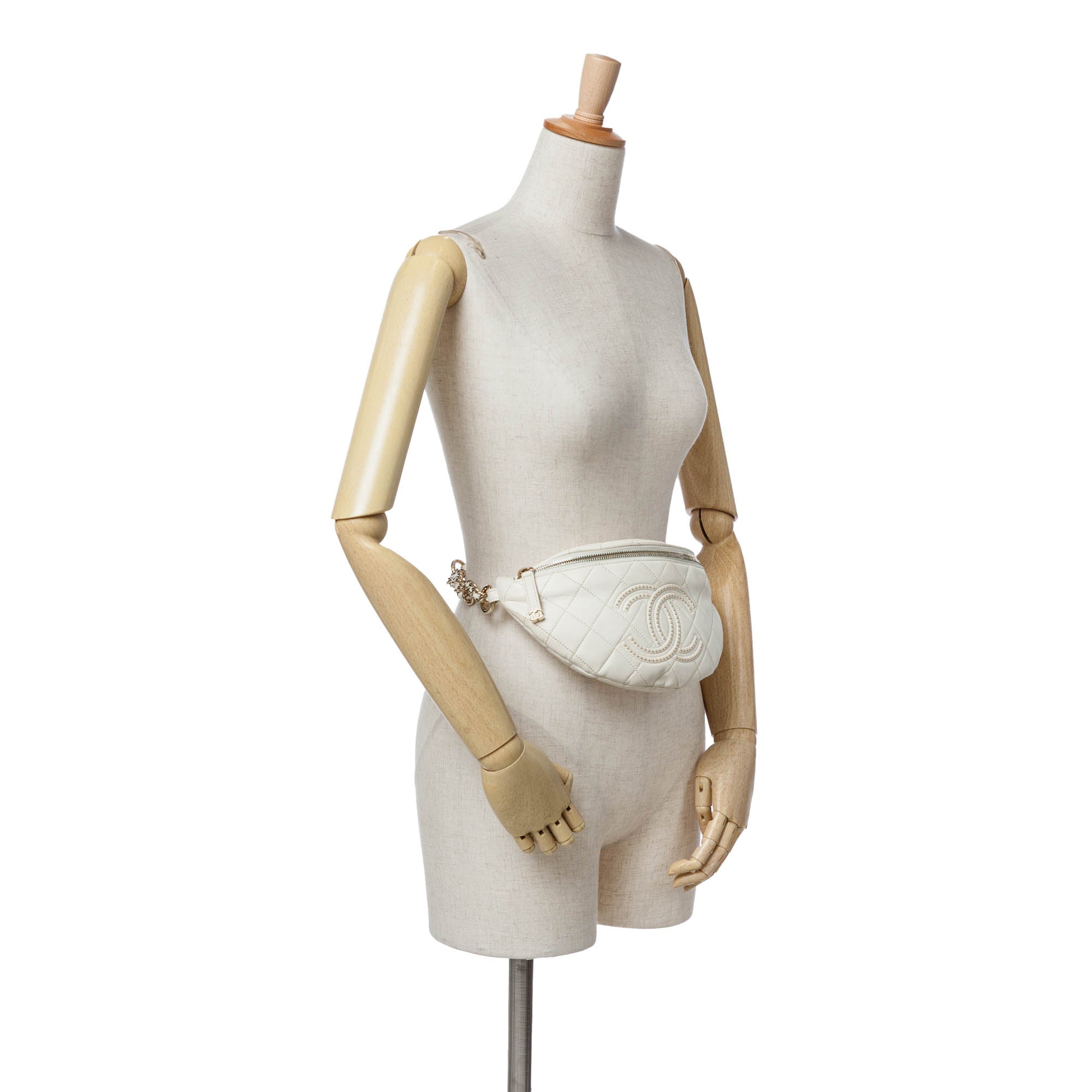 CC Quilted Lambskin Studded Logo Belt Bag