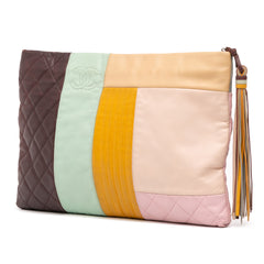Large Lambskin Colorblock Patchwork O Case