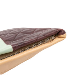 Large Lambskin Colorblock Patchwork O Case