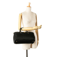 Vernice Trimmed Tessuto Boston Bag