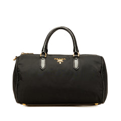 Vernice Trimmed Tessuto Boston Bag
