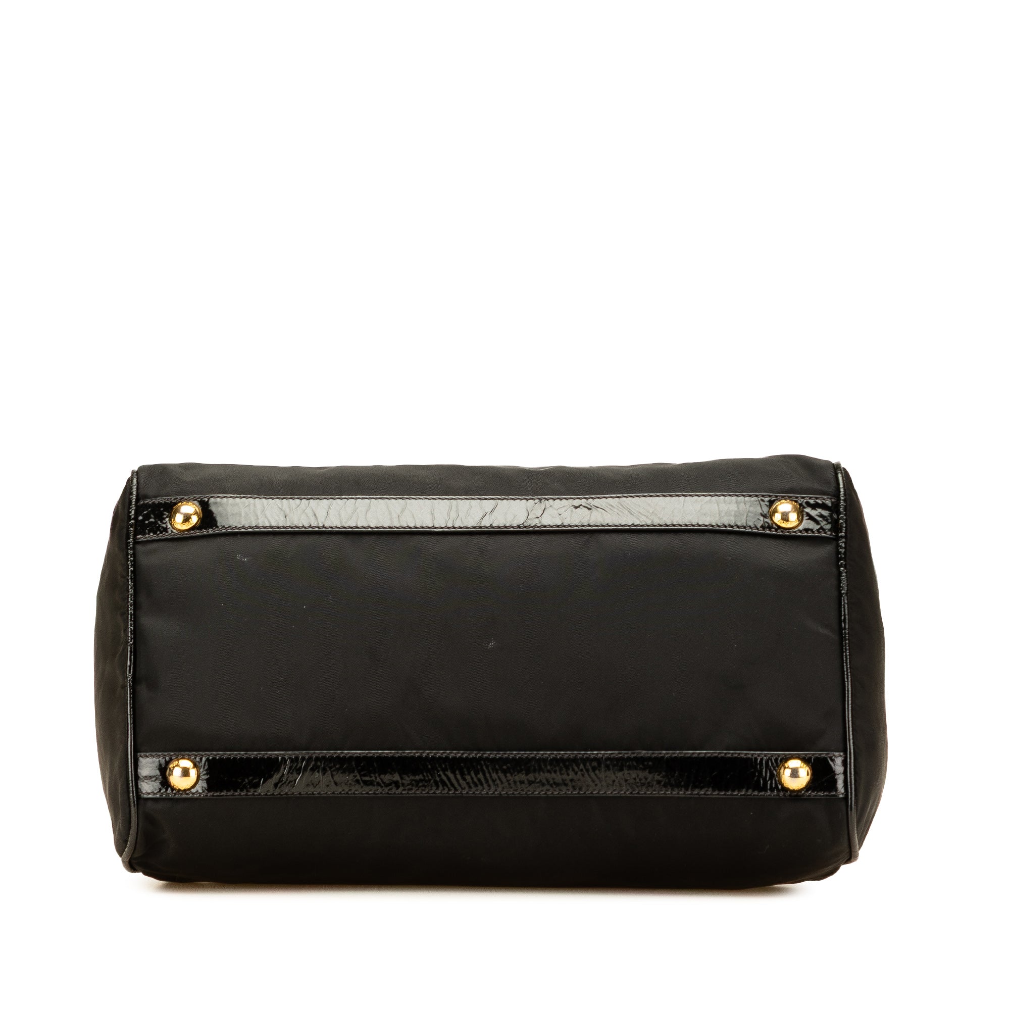 Vernice Trimmed Tessuto Boston Bag