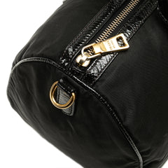 Vernice Trimmed Tessuto Boston Bag