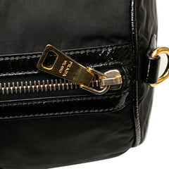Vernice Trimmed Tessuto Boston Bag