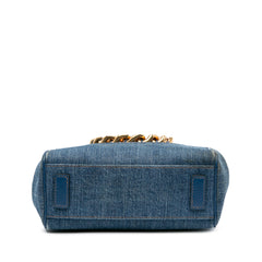 Small Denim La Medusa Chain Top Handle Bag
