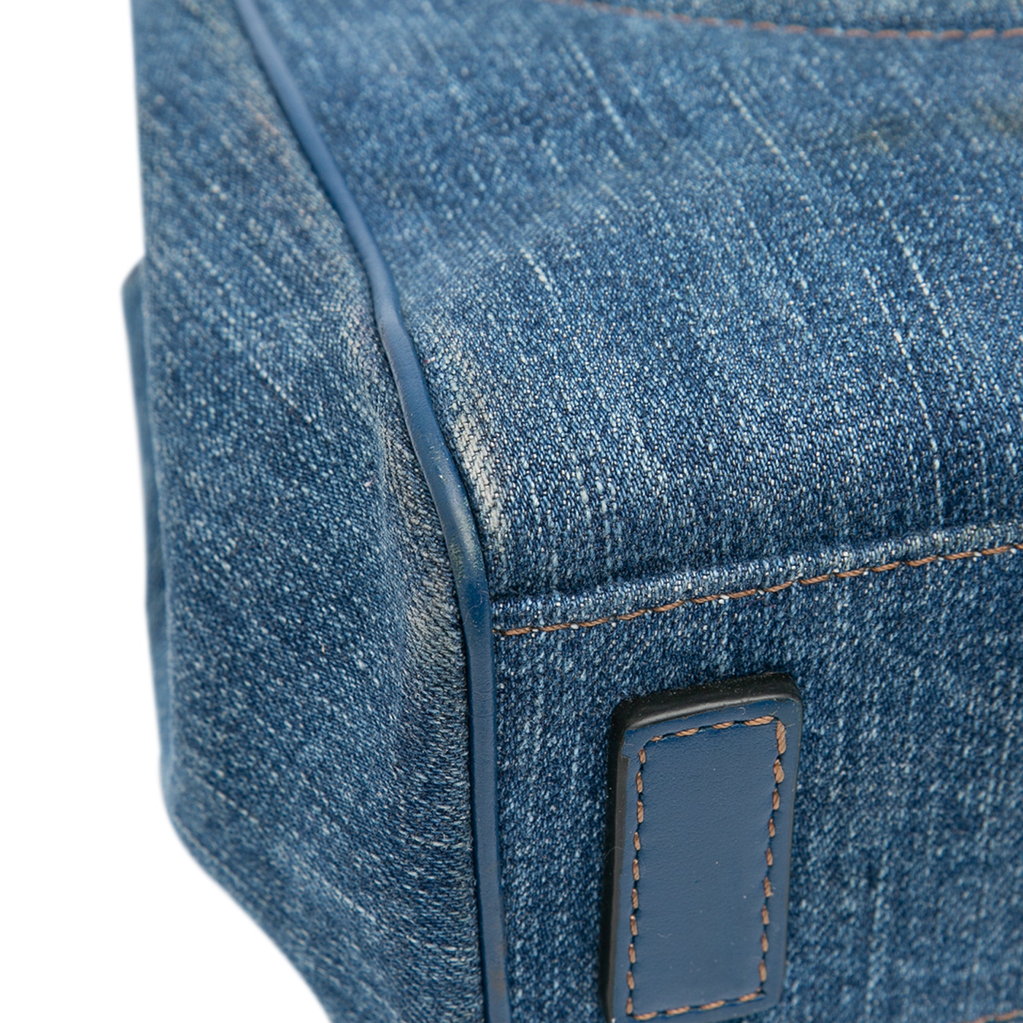 Small Denim La Medusa Chain Top Handle Bag