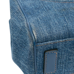 Small Denim La Medusa Chain Top Handle Bag