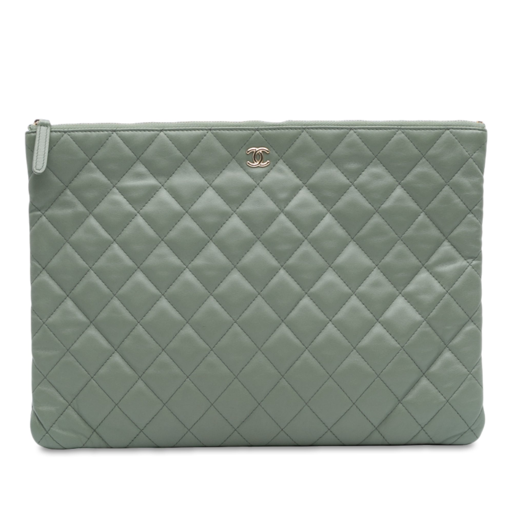 Large Quilted Lambskin O Case Clutch