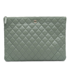 Large Quilted Lambskin O Case Clutch