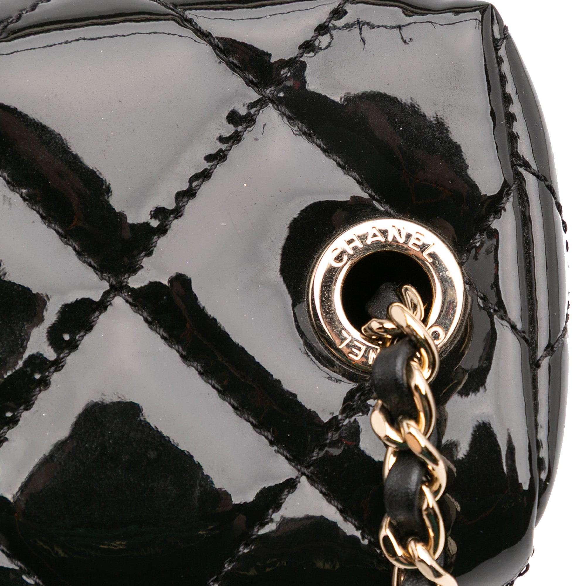 Quilted Patent Logo Chain Vanity Case