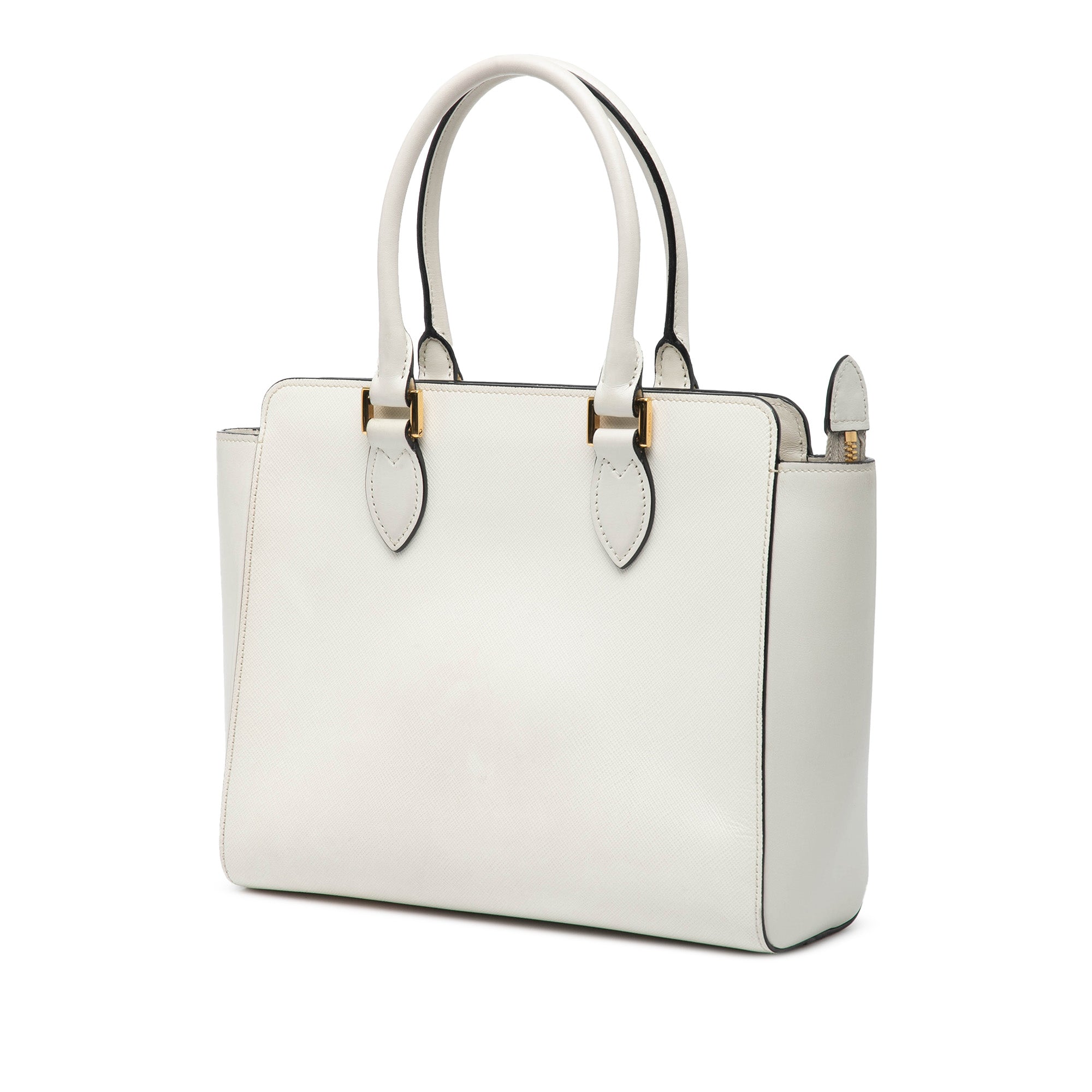 Small Soft Calf Trimmed Saffiano Zippered Tote