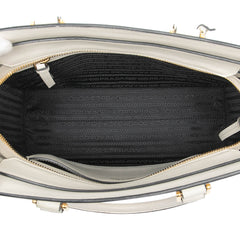 Small Soft Calf Trimmed Saffiano Zippered Tote