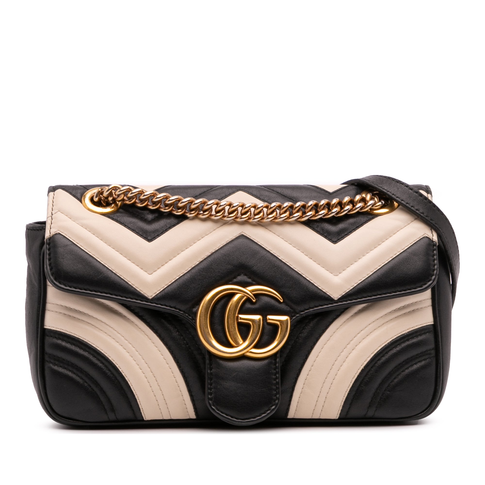 Medium GG Marmont Bicolor Matelasse Leather Shoulder Bag