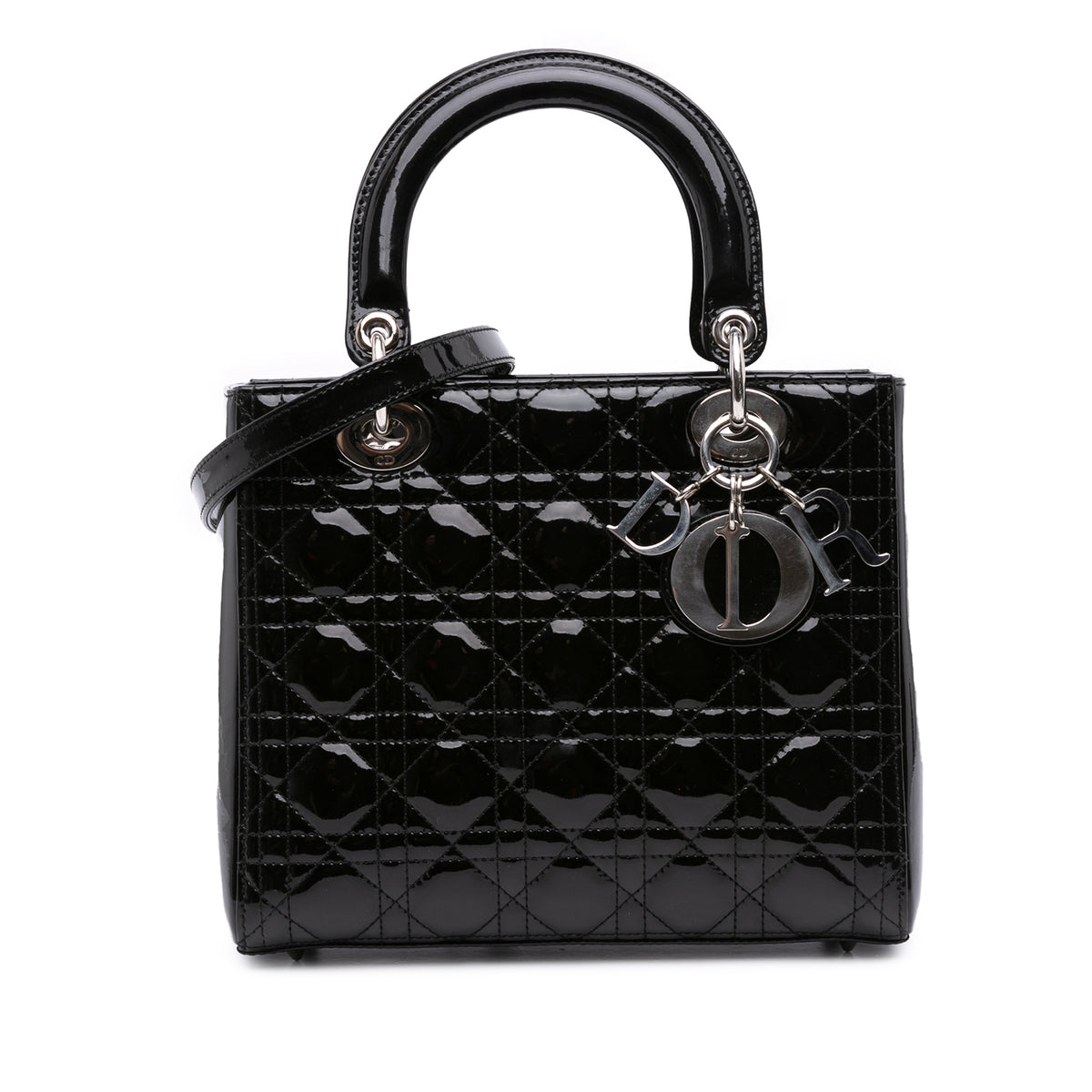 Medium Patent Cannage Lady Dior