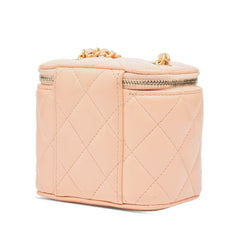 Mini Quilted Lambskin Pearl Crush Vanity Case With Chain