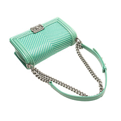 New Medium Braided Chevron Lambskin Boy Flap