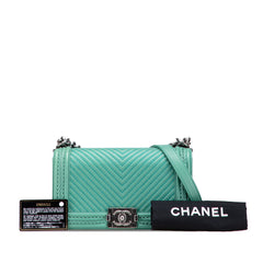 New Medium Braided Chevron Lambskin Boy Flap