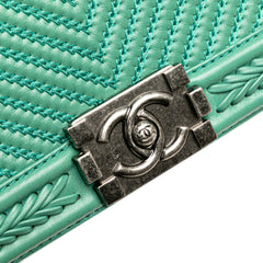New Medium Braided Chevron Lambskin Boy Flap