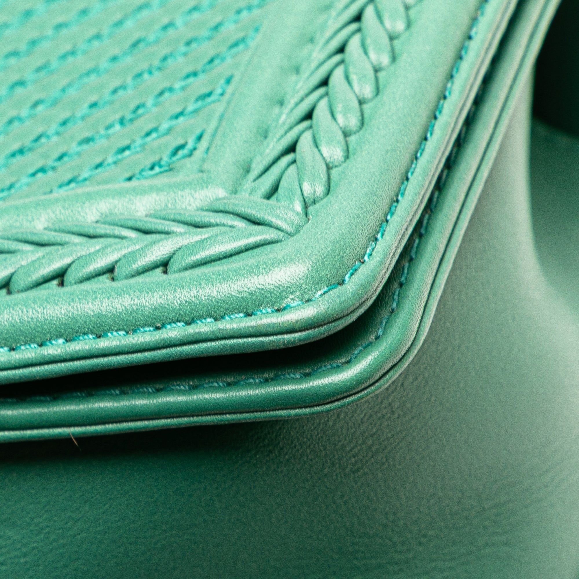New Medium Braided Chevron Lambskin Boy Flap