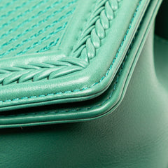 New Medium Braided Chevron Lambskin Boy Flap