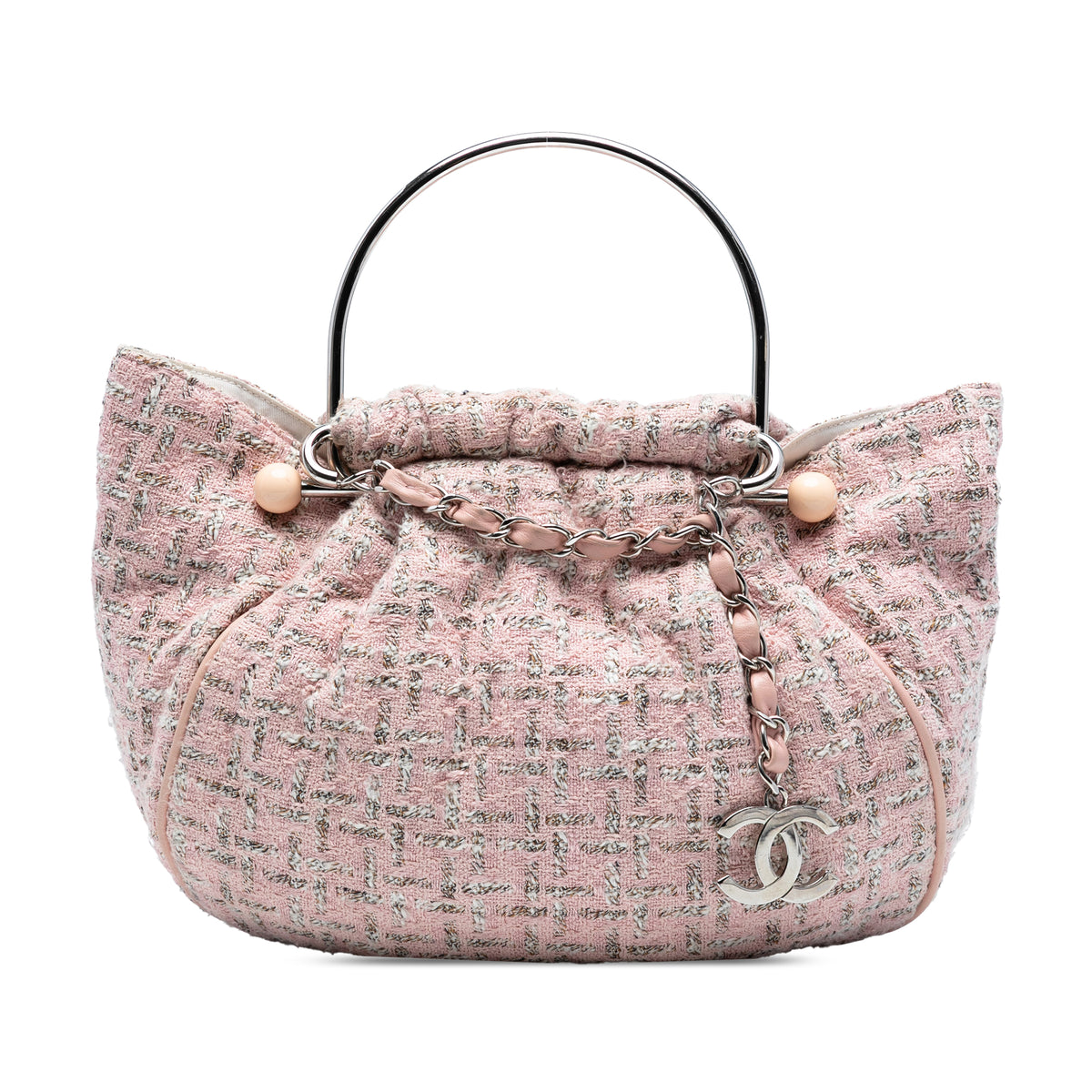 Tweed Boucle Knitting Top Handle Bag