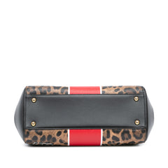 Medium Calfskin Leopard Print Miss Sicily Graffiti Satchel