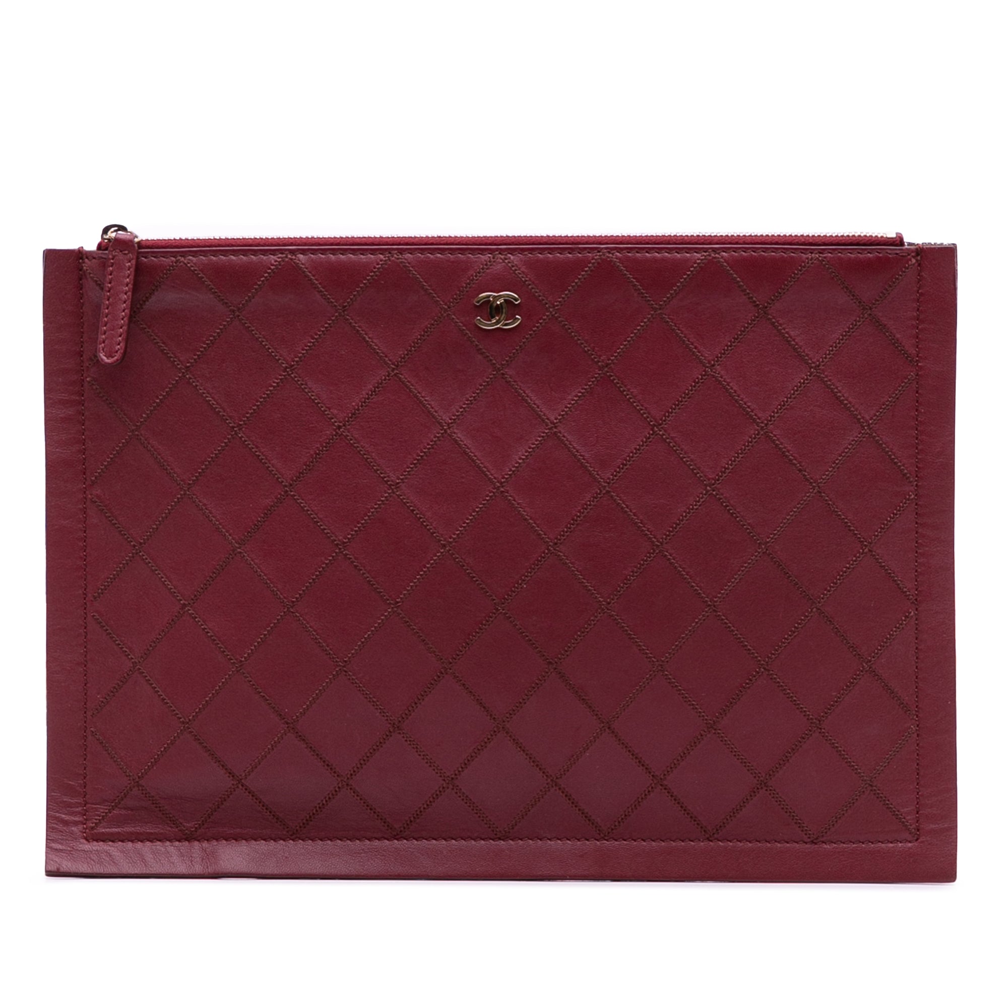 CC Stitched Lambskin Clutch