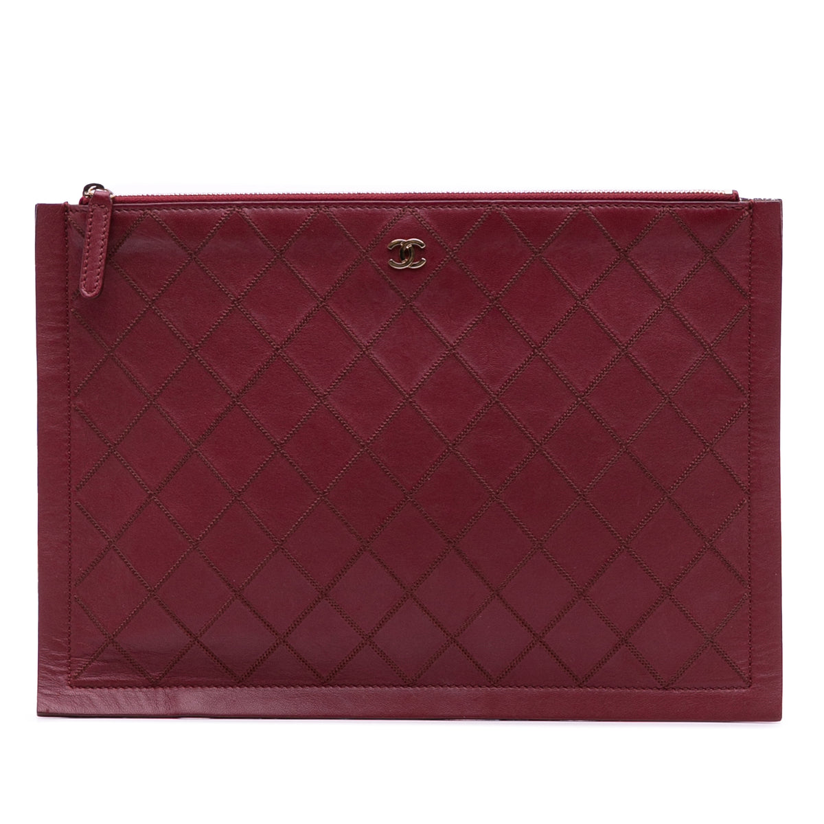 CC Stitched Lambskin Clutch