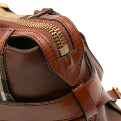 Small House Check Canvas Bridle Gladstone Satchel