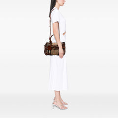 Small House Check Canvas Bridle Gladstone Satchel