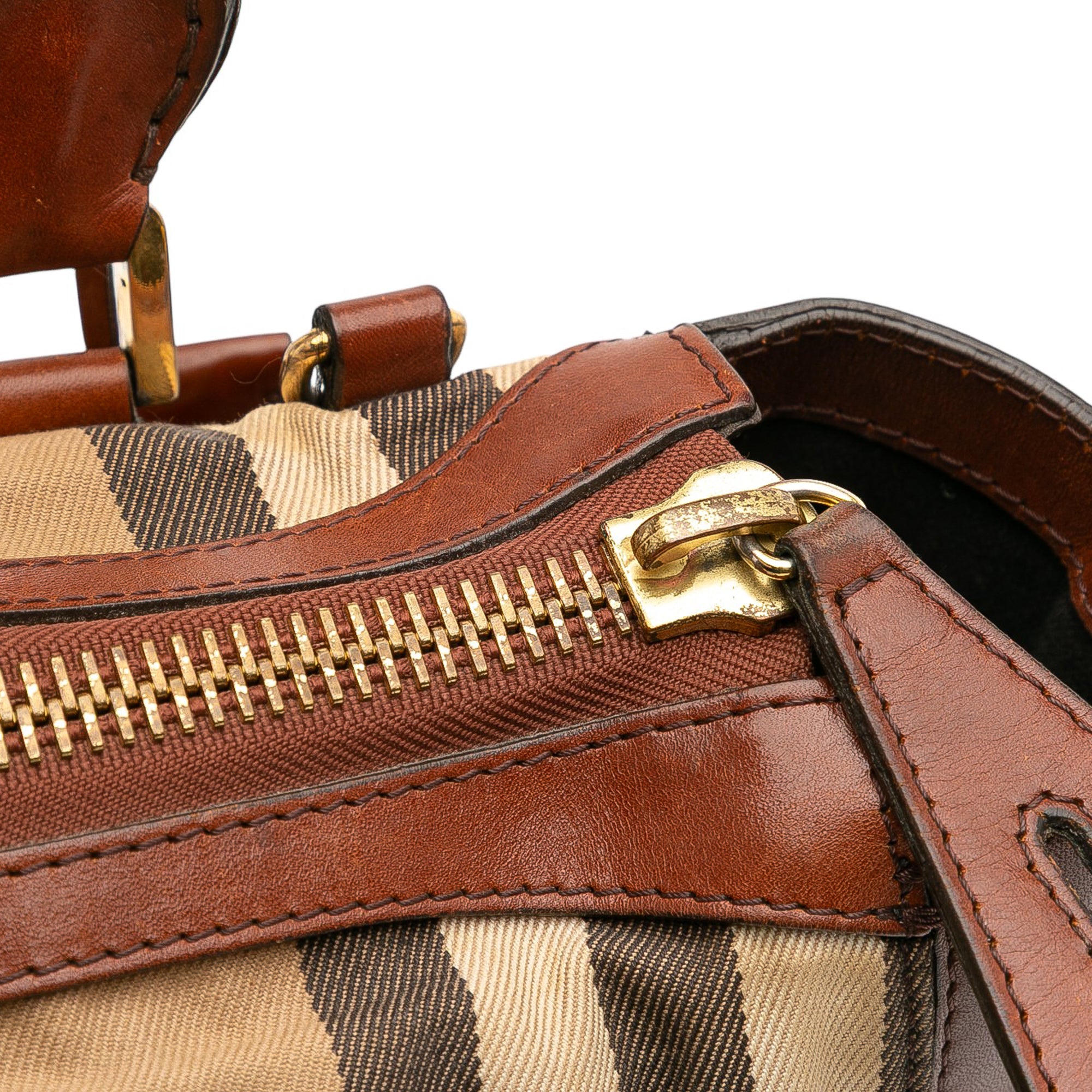 Small House Check Canvas Bridle Gladstone Satchel