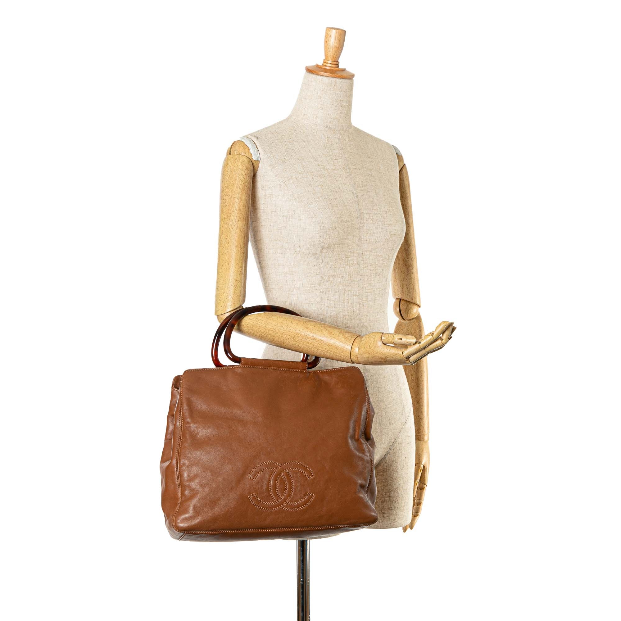 CC Lambskin Tortoise Handle Tote