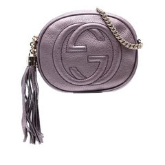 Mini Metallic Pebbled Calfskin Soho Chain Crossbody
