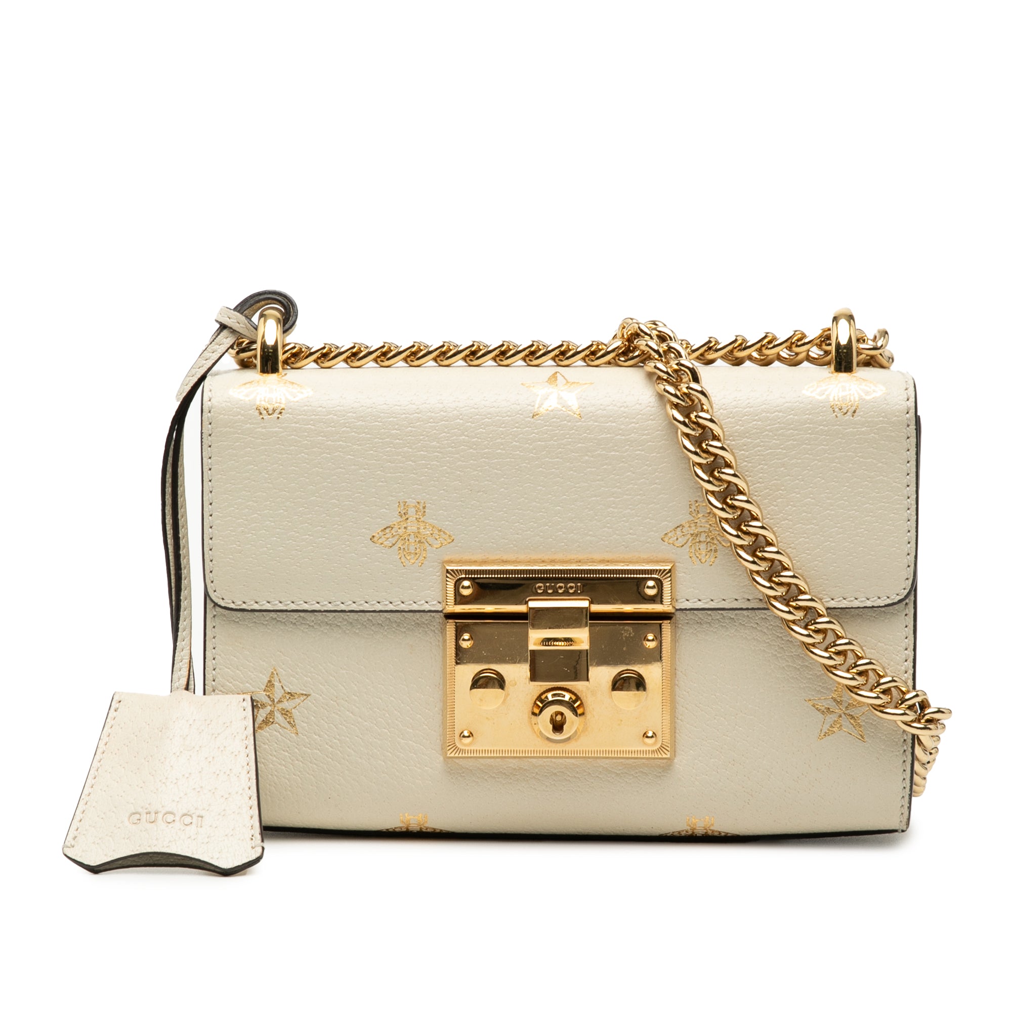 Small Leather Bee Star Padlock Crossbody