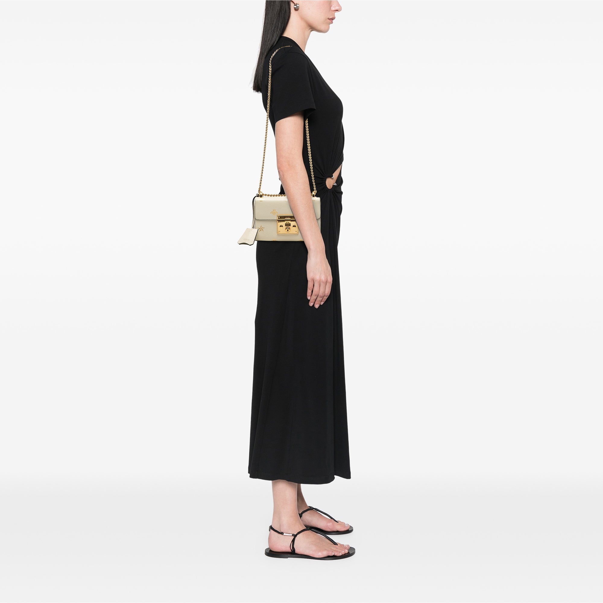 Small Leather Bee Star Padlock Crossbody