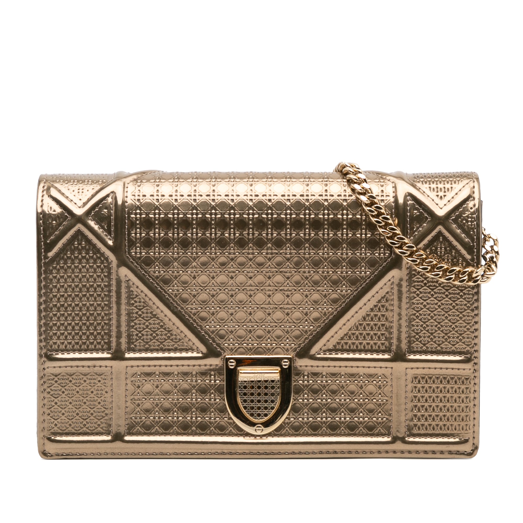 Metallic Patent Microcannage Diorama Wallet on Chain