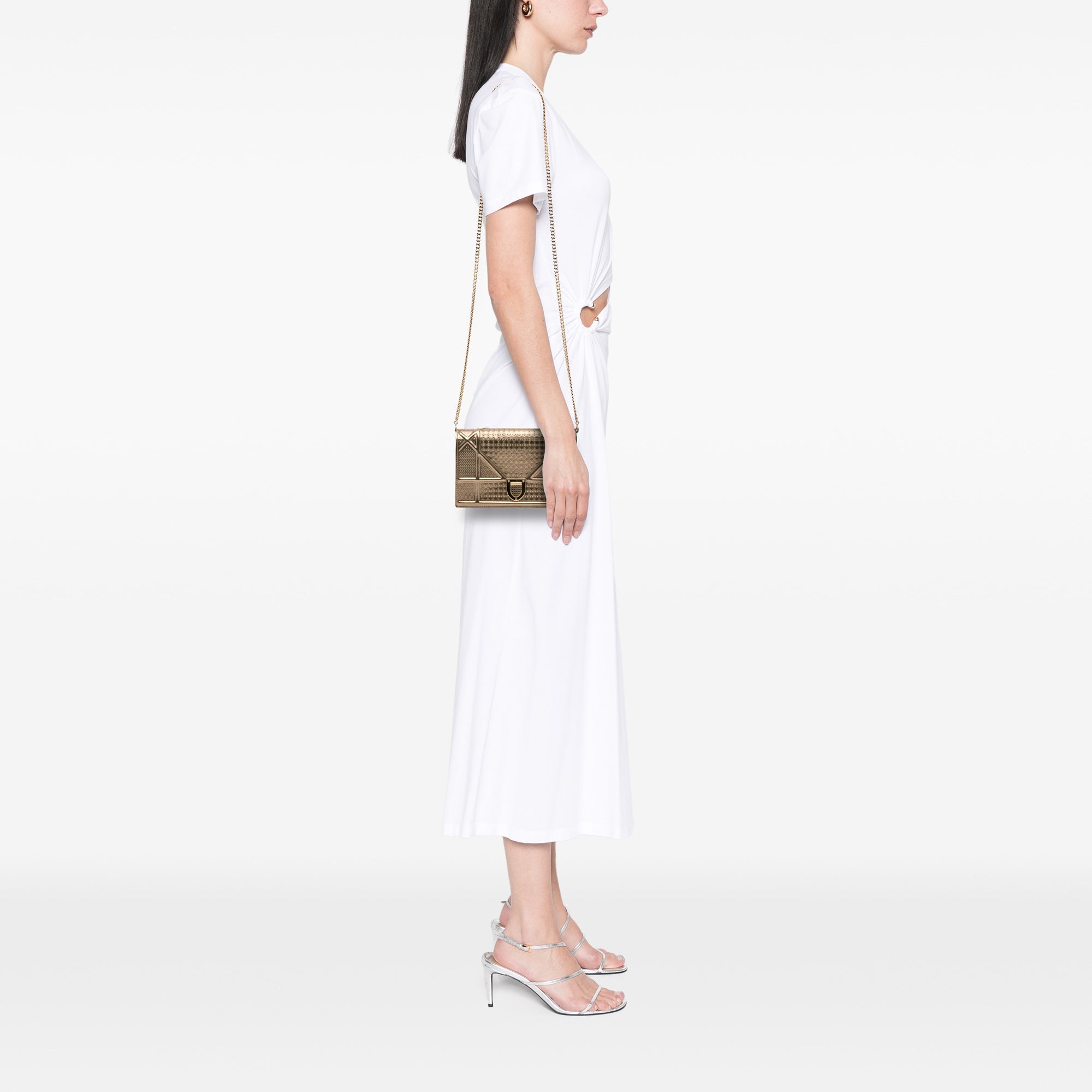 Metallic Patent Microcannage Diorama Wallet on Chain
