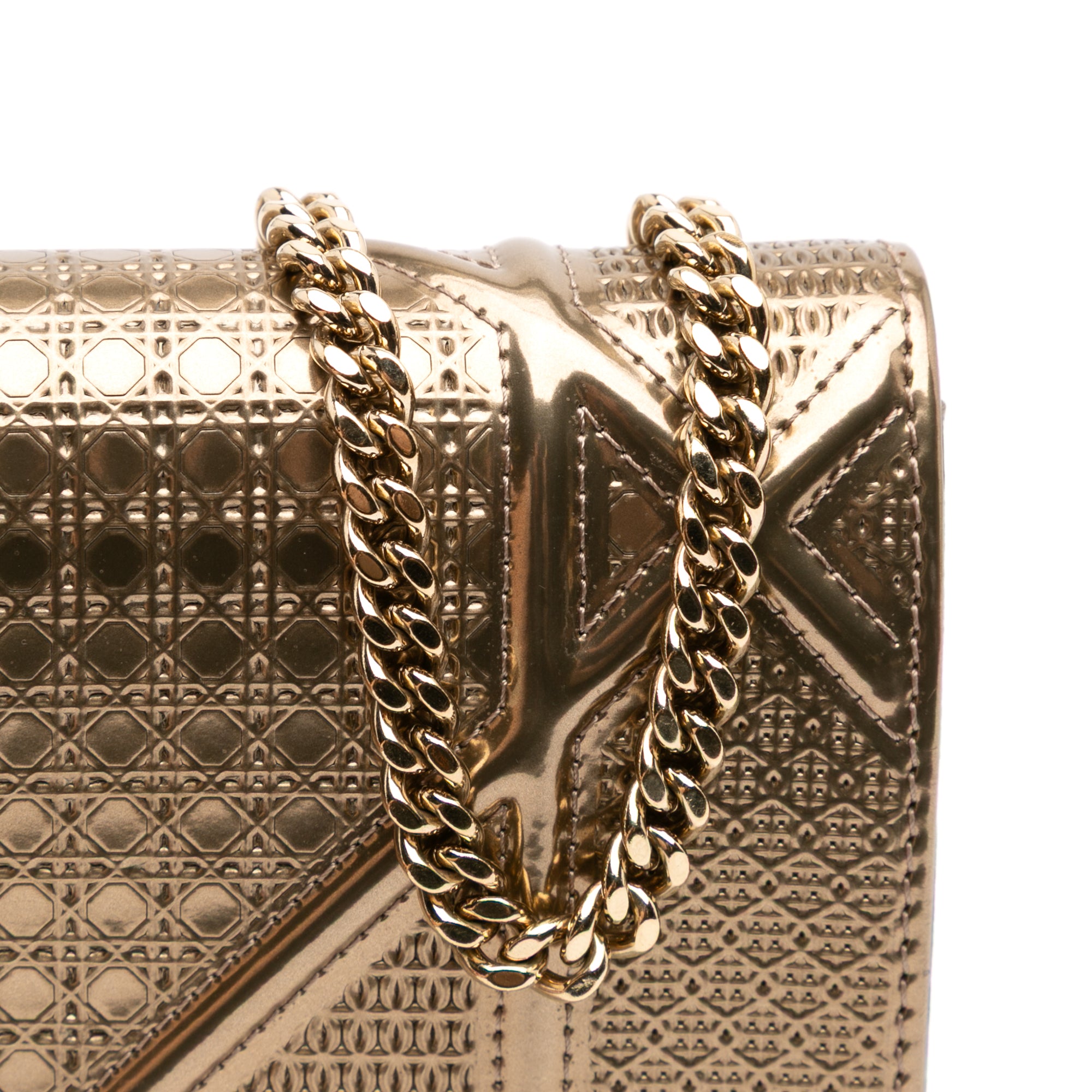 Metallic Patent Microcannage Diorama Wallet on Chain