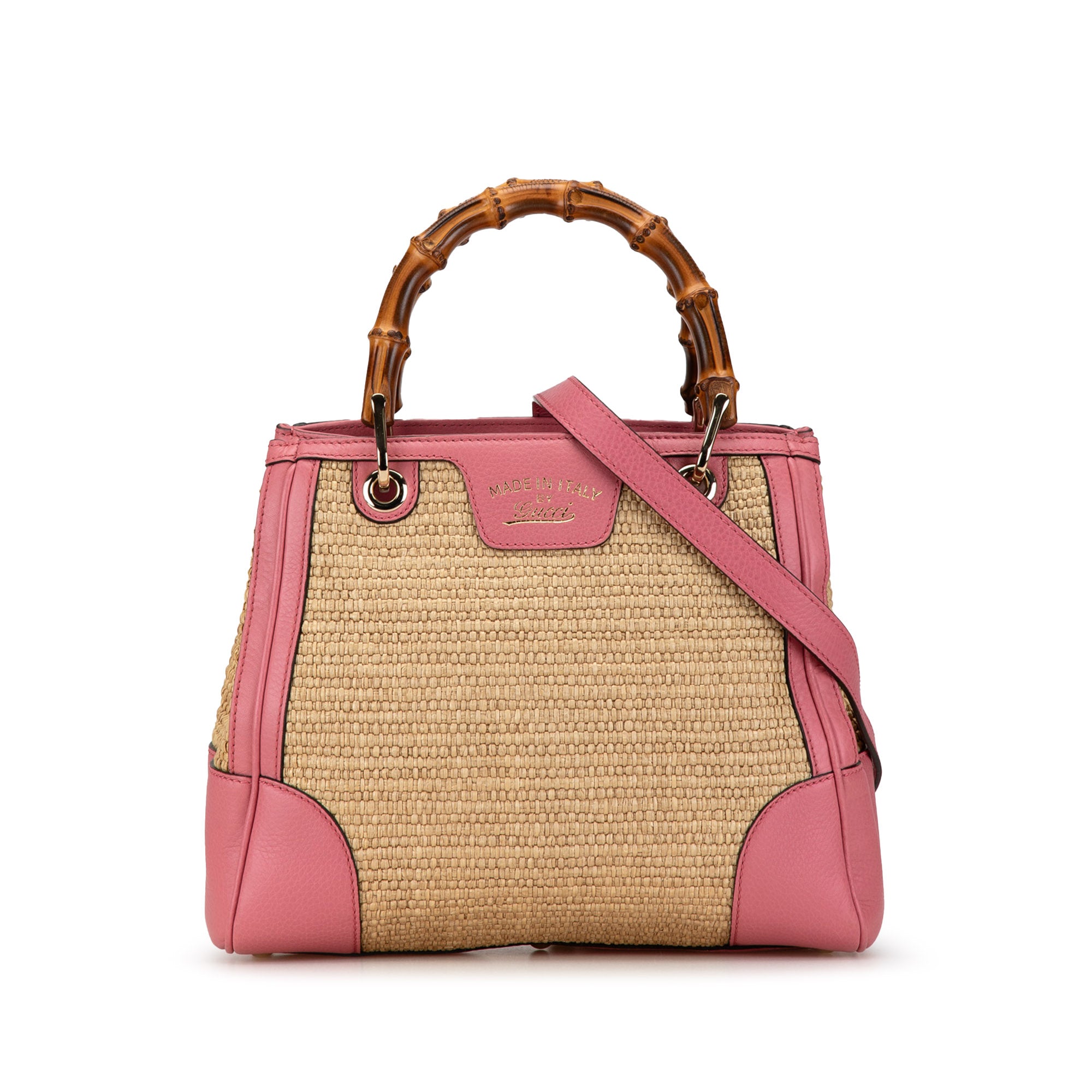 Small Raffia Bamboo Shopper Tote