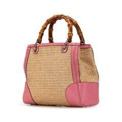 Small Raffia Bamboo Shopper Tote