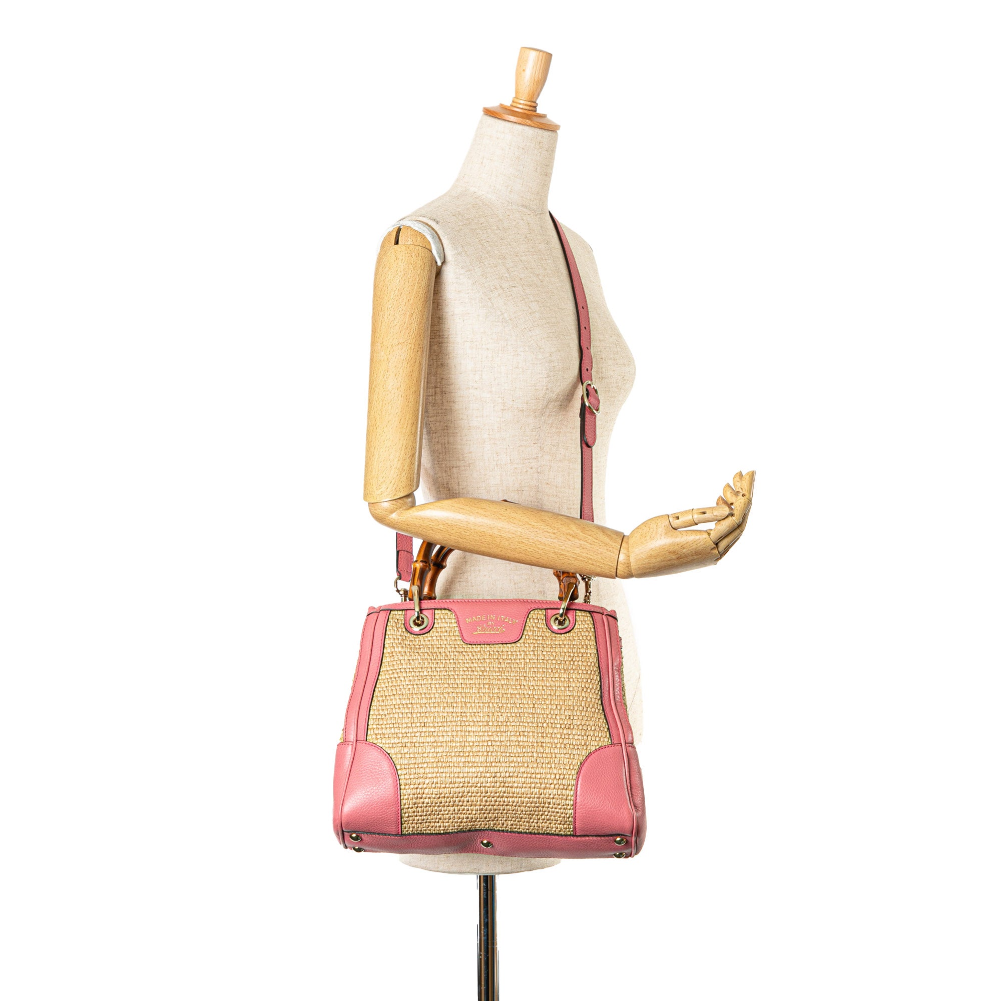 Small Raffia Bamboo Shopper Tote