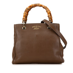 Small Leather Bamboo Shopper Satchel