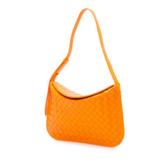 Brushed Calfskin Intrecciato Cradle Fold Over Shoulder Bag