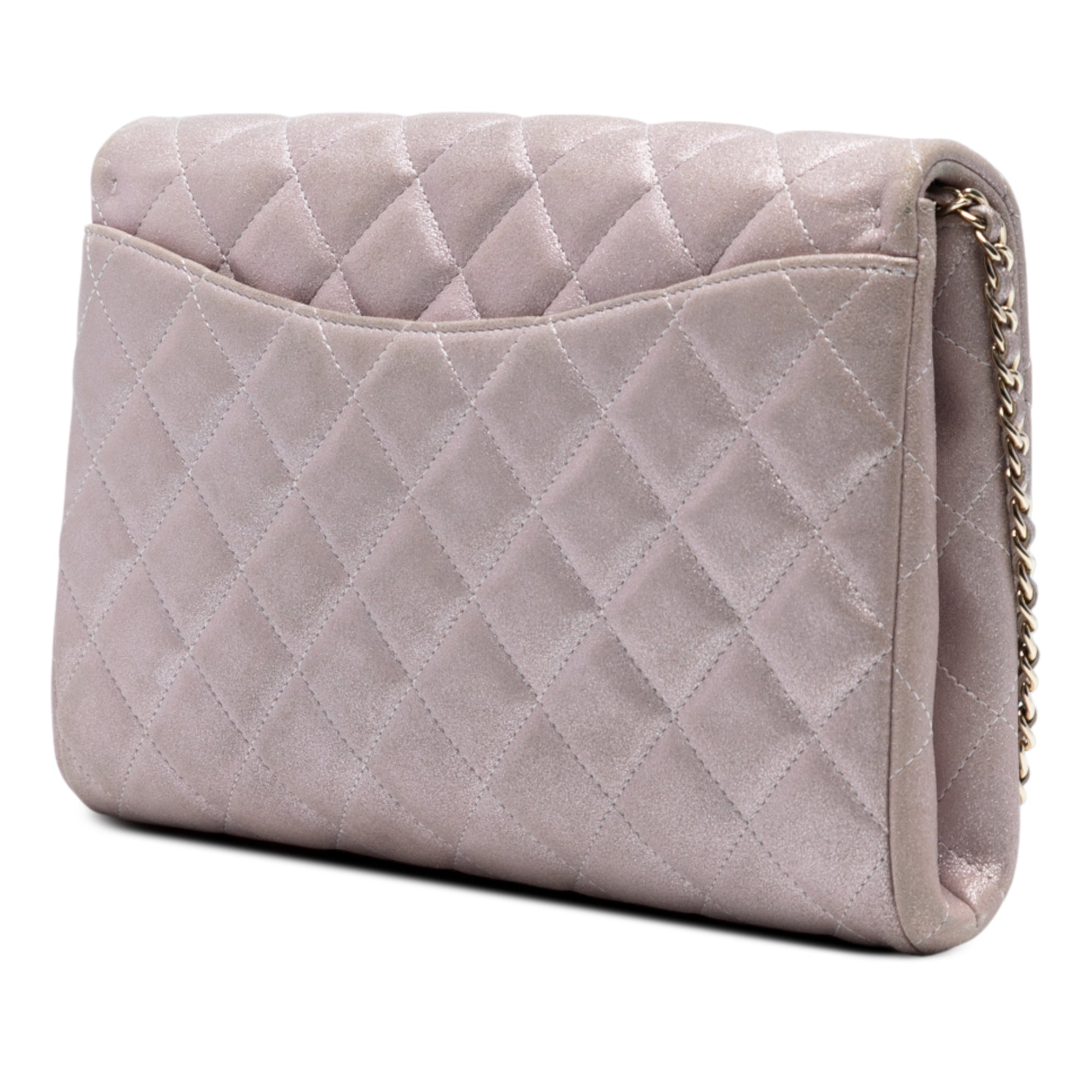 CC Quilted Iridescent Calfskin Clutch with Chain